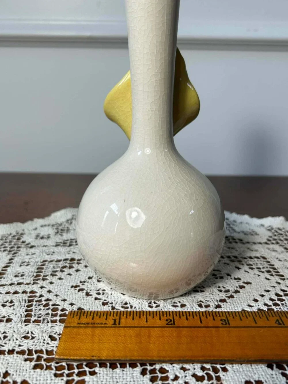 Vintage 3D Yellow Calla Lily Ceramic Bud Vase - Mid-Century Floral